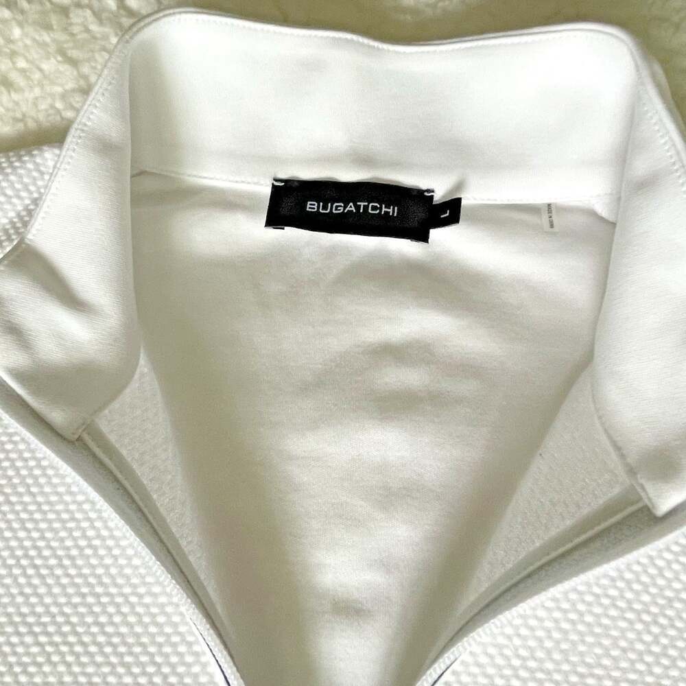 Bugatchi Beehive Quarter-Zip Pullover Mens L White 100% Cotton Long Sleeve Golf - Picture 9 of 16